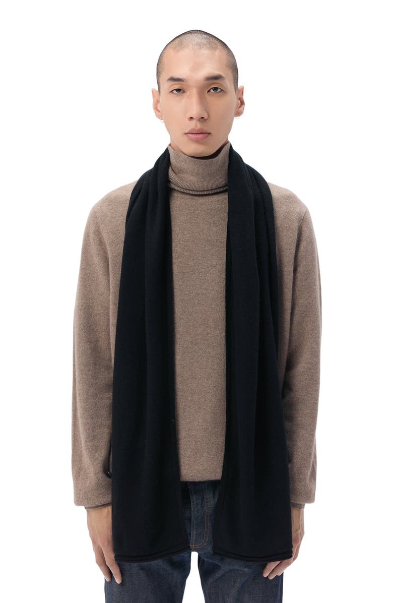 GOBI Mongolian Cashmere Cashmere Jersey Knit scarf, Alternate, color, Black