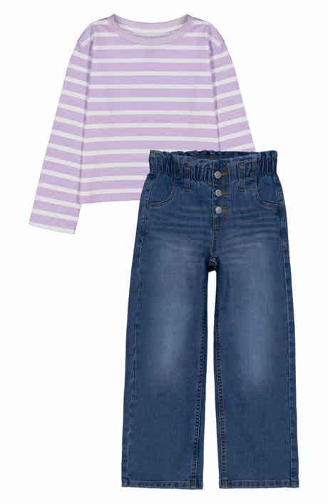 Joe's Jeans Stripe T Shirt & Paperbag Waist Jeans