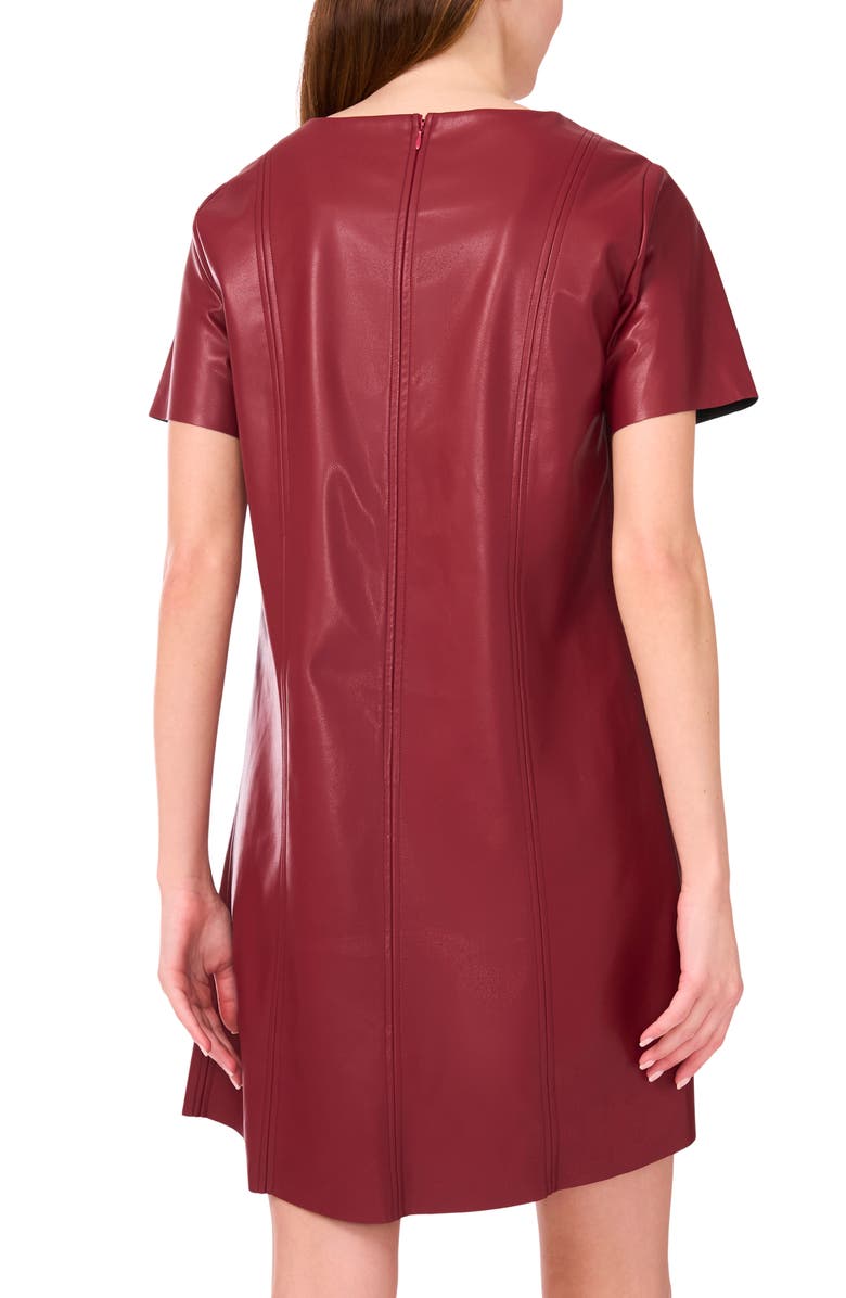 Halogen<sup>®</sup> Faux Leather Short Sleeve Dress, Alternate, color, Bright Red
