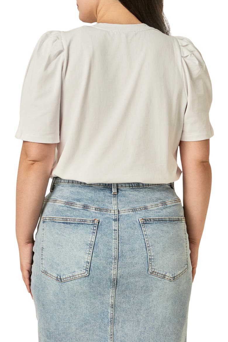 Puff Sleeve Cotton Top, Alternate, color, WHITE