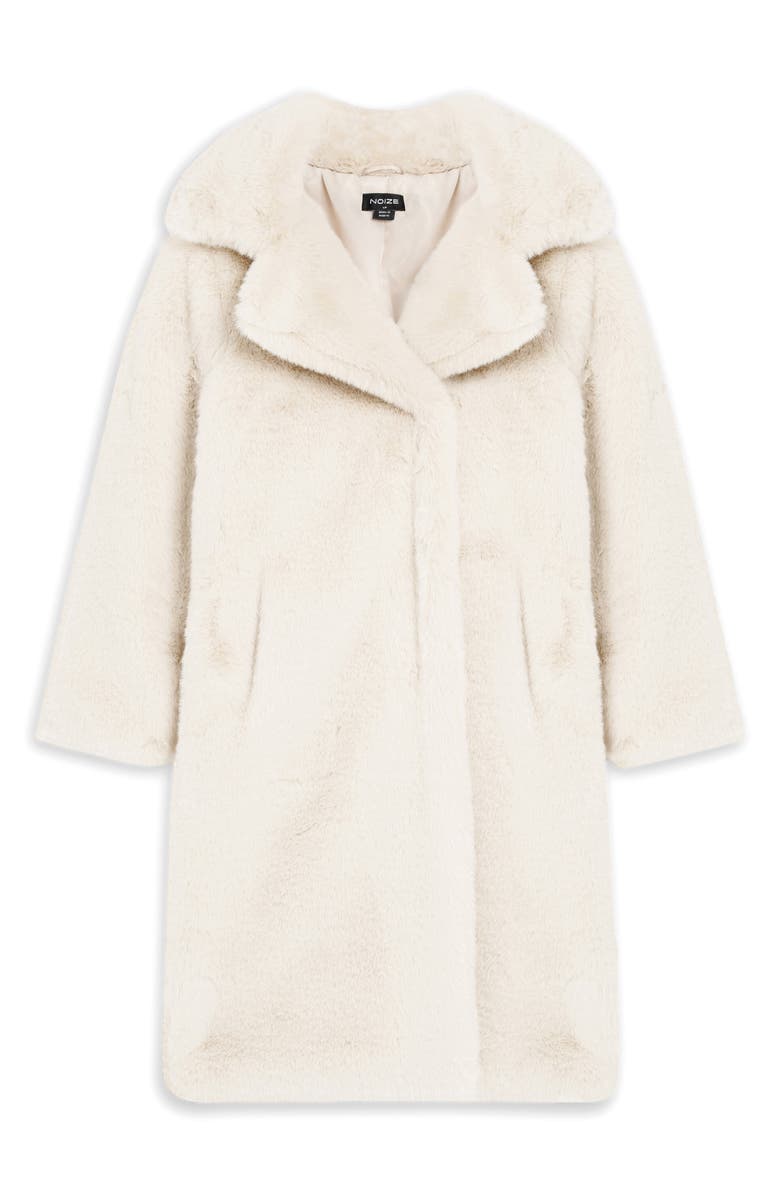 Noize Savannah Faux Fur Longline Coat, Alternate, color, Ivory