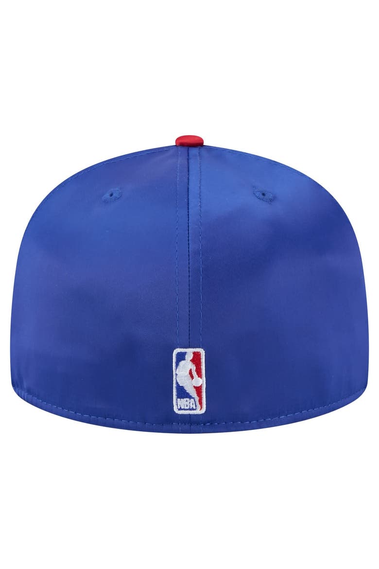 Men's New Era  Royal/Red Philadelphia 76ers Throwback Satin Vintage Pin Two-Tone 59FIFTY Fitted Hat, Alternate, color, Royal
