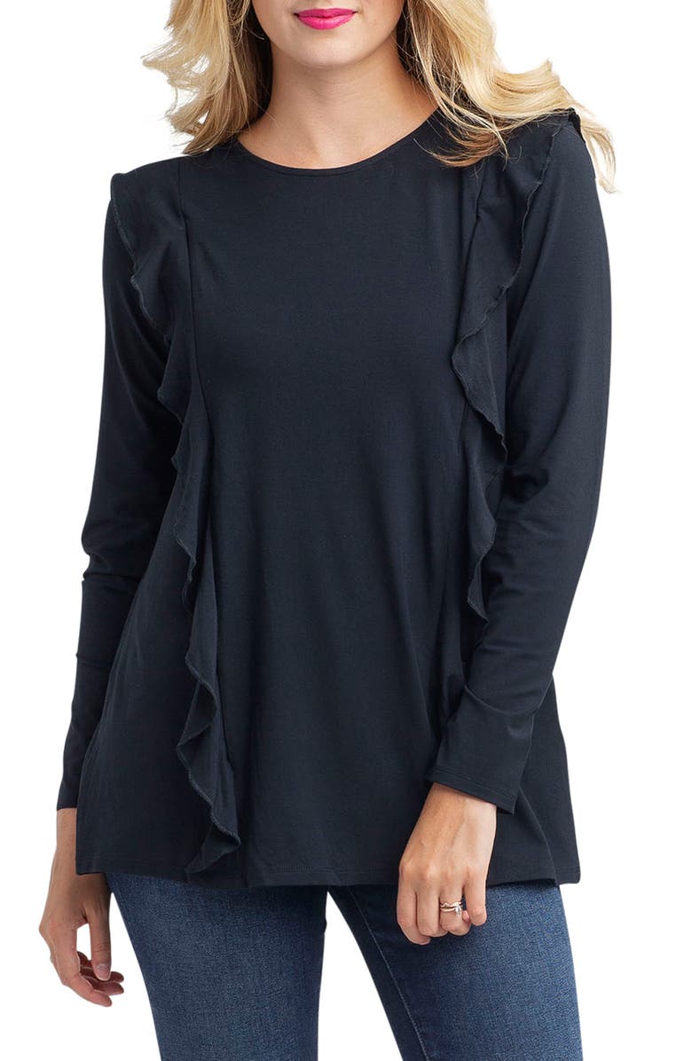 Nom Maternity Fiona Ruffle Trim Maternity/Nursing Top, Main, color, 