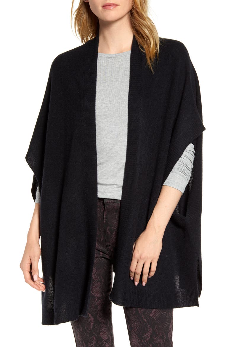 Cashmere Ruana, Main, color, BLACK
