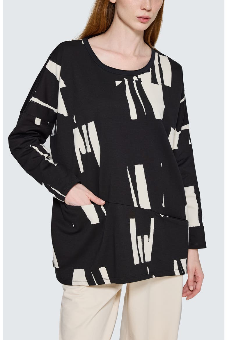 Marilla Printed Pocket Tunic, Alternate, color, Ivory Black