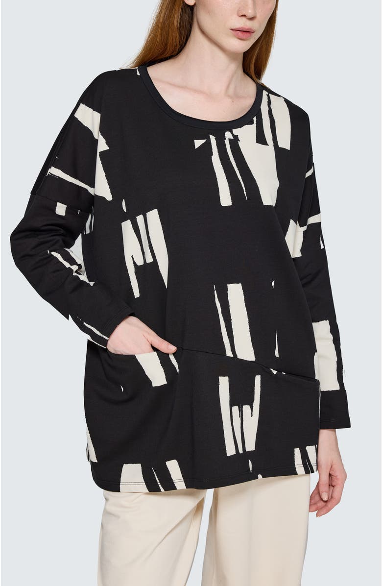 LUUKAA Marilla Printed Pocket Tunic, Alternate, color, Ivory Black