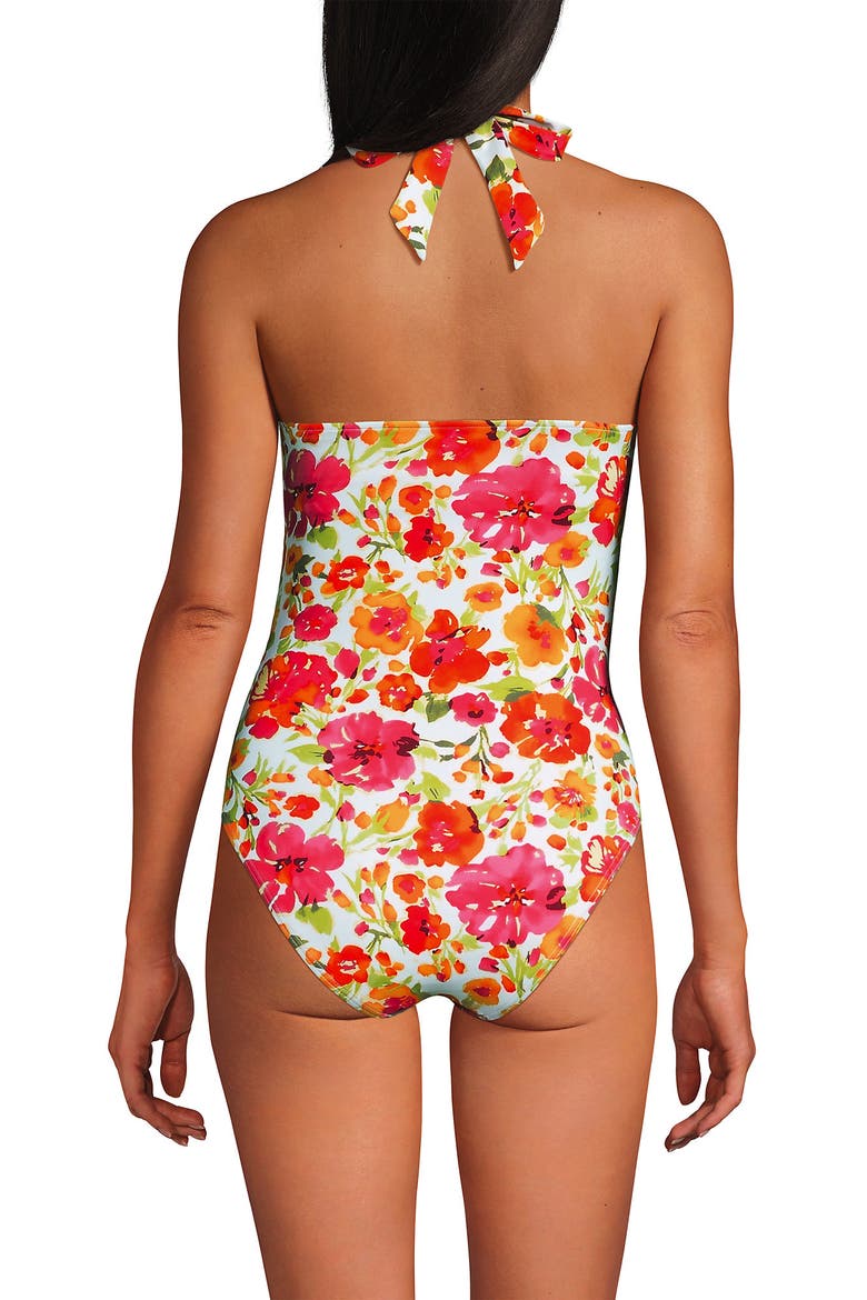 Knot Twist Halter One Piece, Alternate, color, Multi Painted Blooms/White