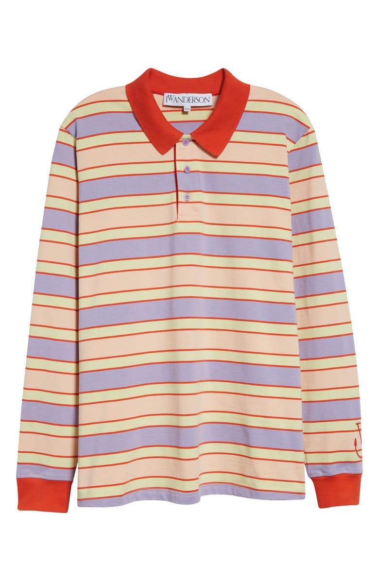 JW Anderson Stripe Contrast Trim Cotton Polo, Alternate, color, 