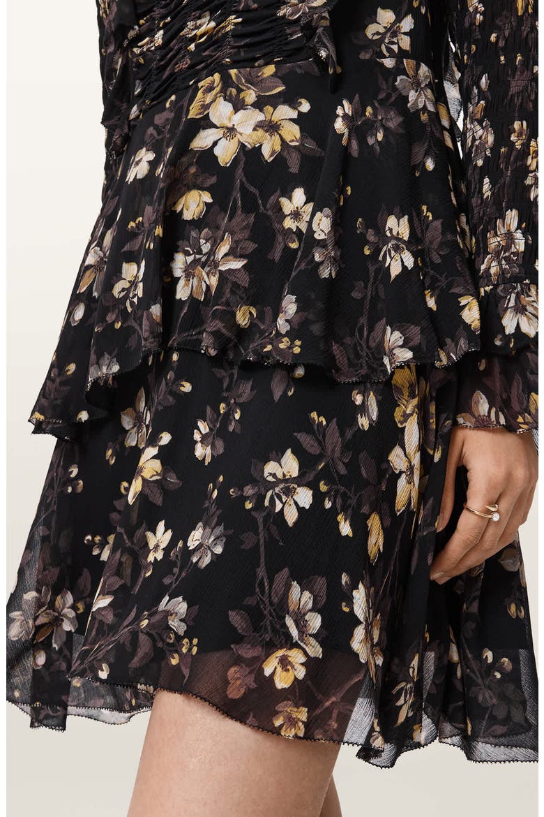 Portia Floral Long Sleeve Dress, Alternate, color, VINE BLACK