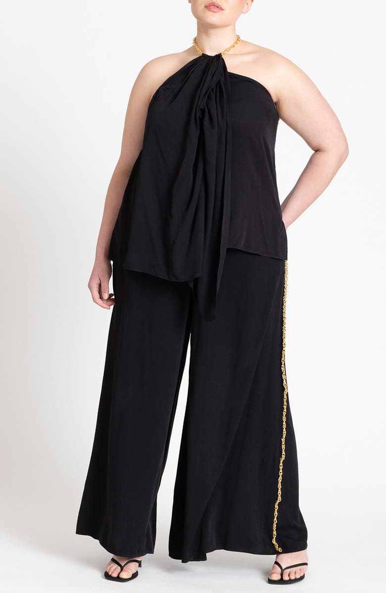 ELOQUII Hardware Drape Halter Top, Alternate, color, 