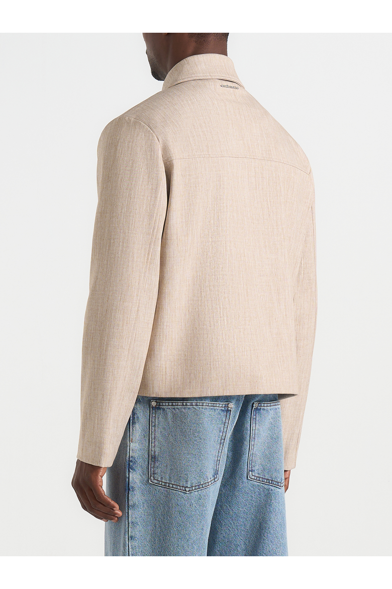 Amir Boxy Hatched Harrington Jacket, Alternate, color, Beige