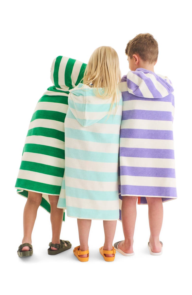 Primary Kids Stripe Hoodie Towel, Alternate, color, White New Rainbow Stripe