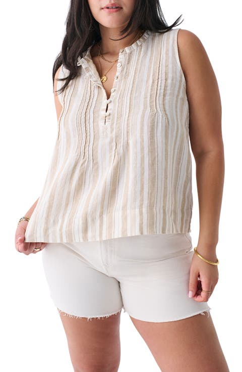 Isha Pintuck Pleat Linen Tank