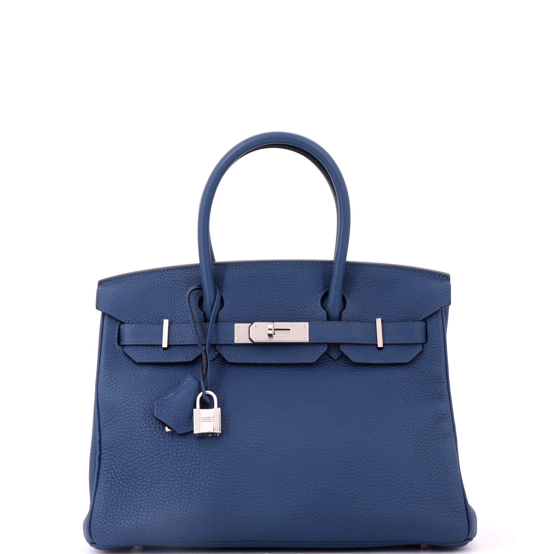 Pre-Owned Hermes Birkin Handbag Blue Togo with Palladium Hardware 30, Main, color, 