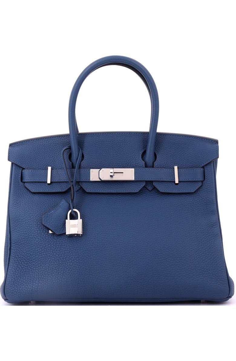 Pre-Owned Hermes Birkin Handbag Blue Togo with Palladium Hardware 30, Main, color,