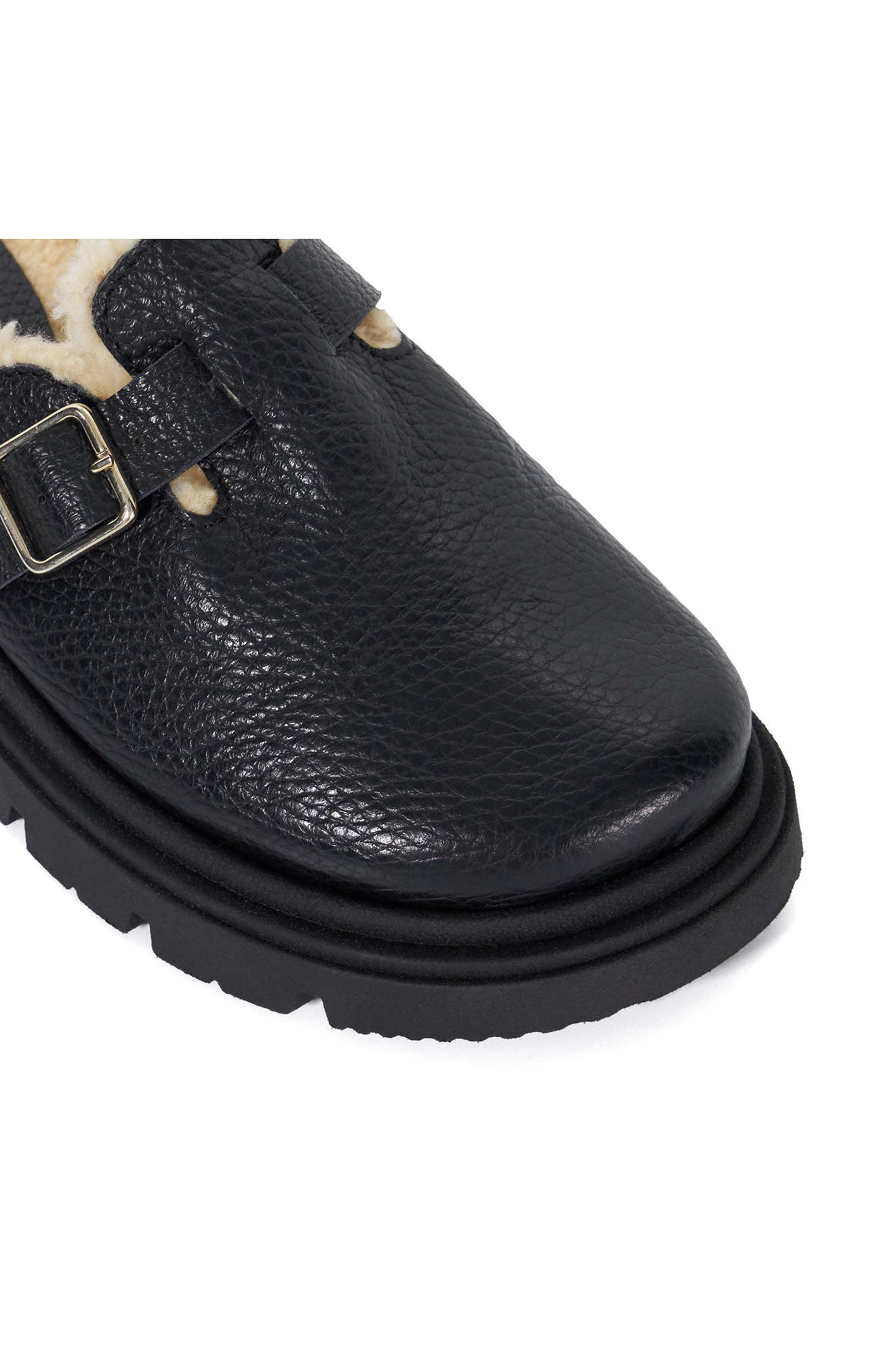 Dune London Gene Faux Shearling Slipper, Alternate, color, Black