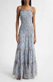 Veronica Beard Clem Floral Cotton & Silk Tiered Maxi Dress