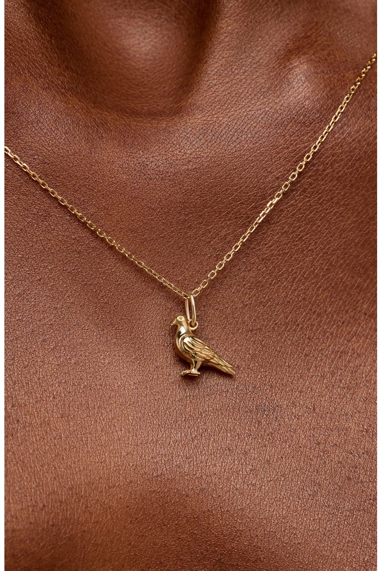 Solid Yellow Gold - Pigeon Charm Necklace, Alternate, color, Gold