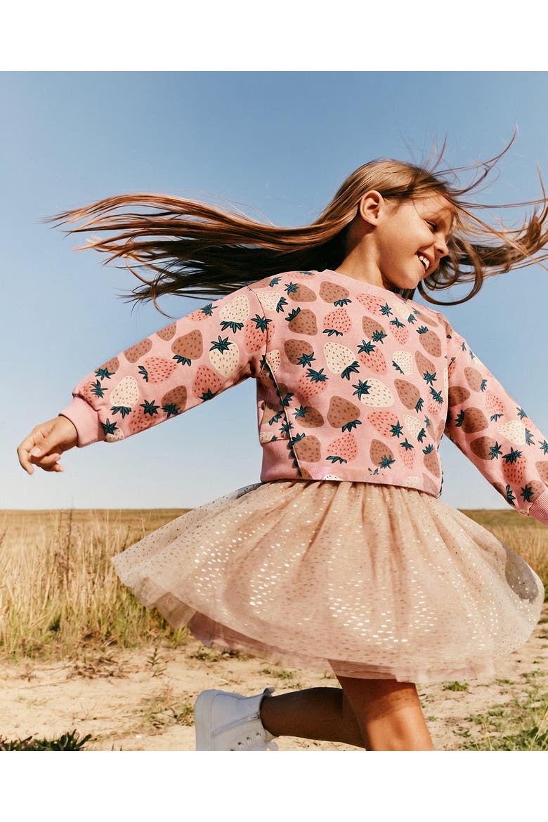 Frosted Strawberry Bi-Material Dress, Alternate, color, Pink Strawberry Print