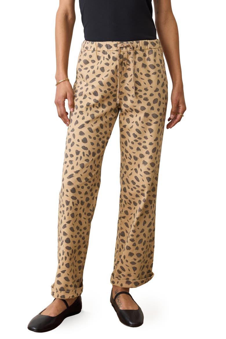 Print Denim Drawstring Pants, Main, color, ABSTRACT ANIMAL PRINT