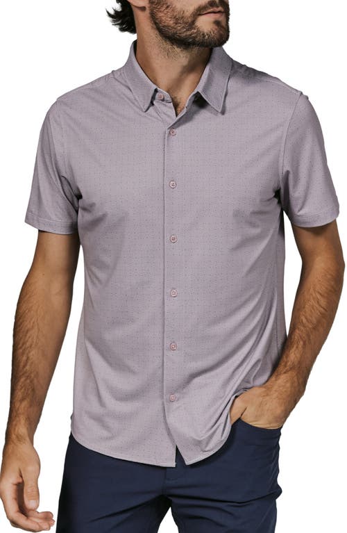 7 Diamonds Ludlow Geo Print Short Sleeve Stretch Button-up Shirt In Dusty Rose