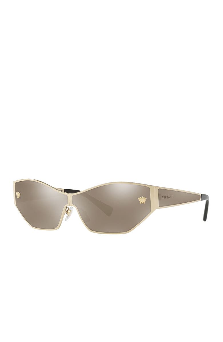 Versace 67mm Mirrored Shield Sunglasses, Alternate, color, Pale Gold