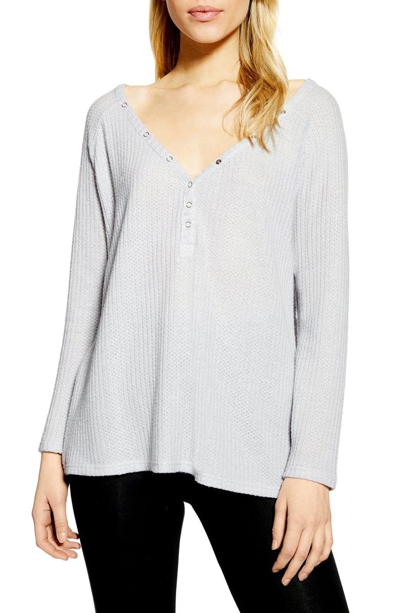 Topshop Waffle Henry Shirt, Main, color, 