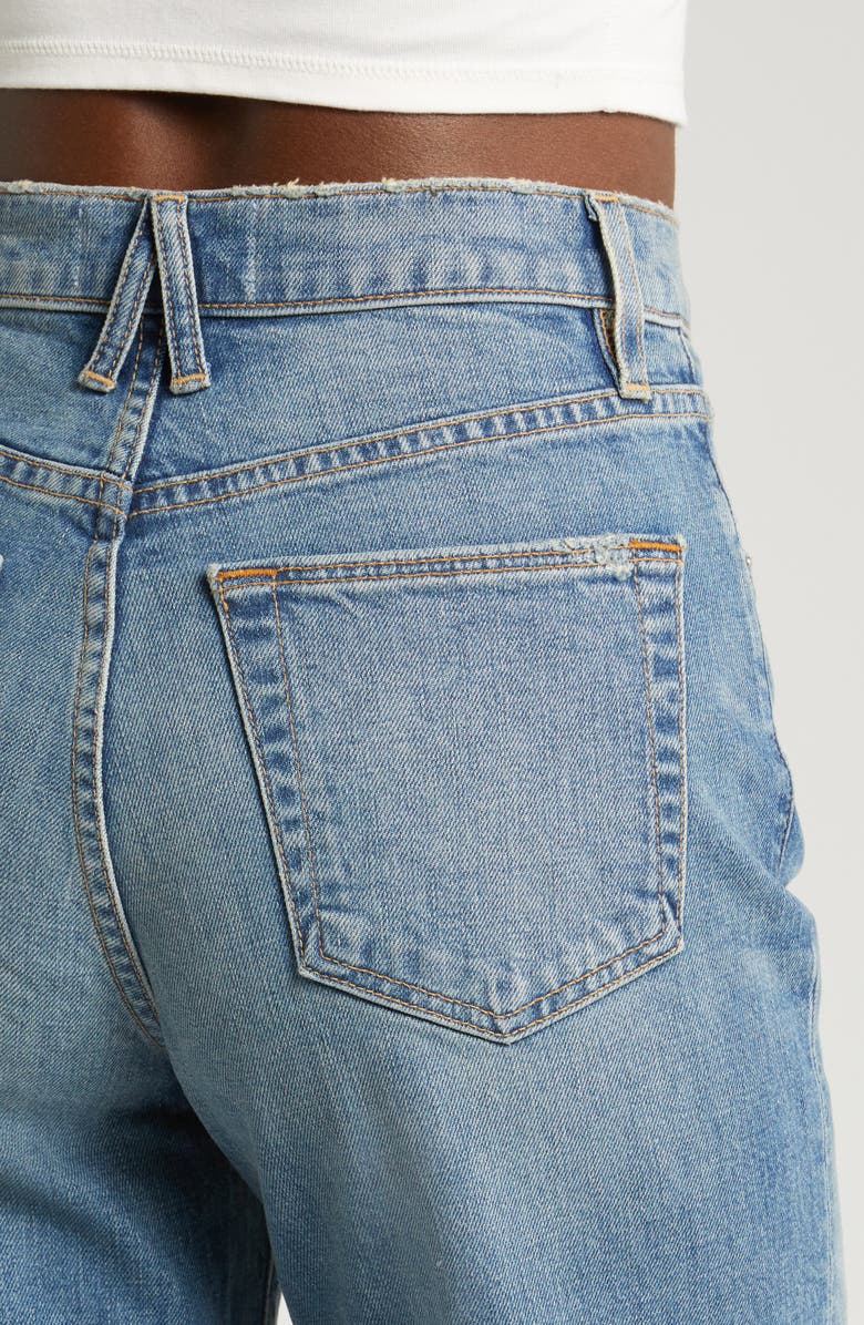 SLVRLAKE Grace Raw Hem High Waist Crop Wide Leg Jeans, Alternate, color, Blue Bird