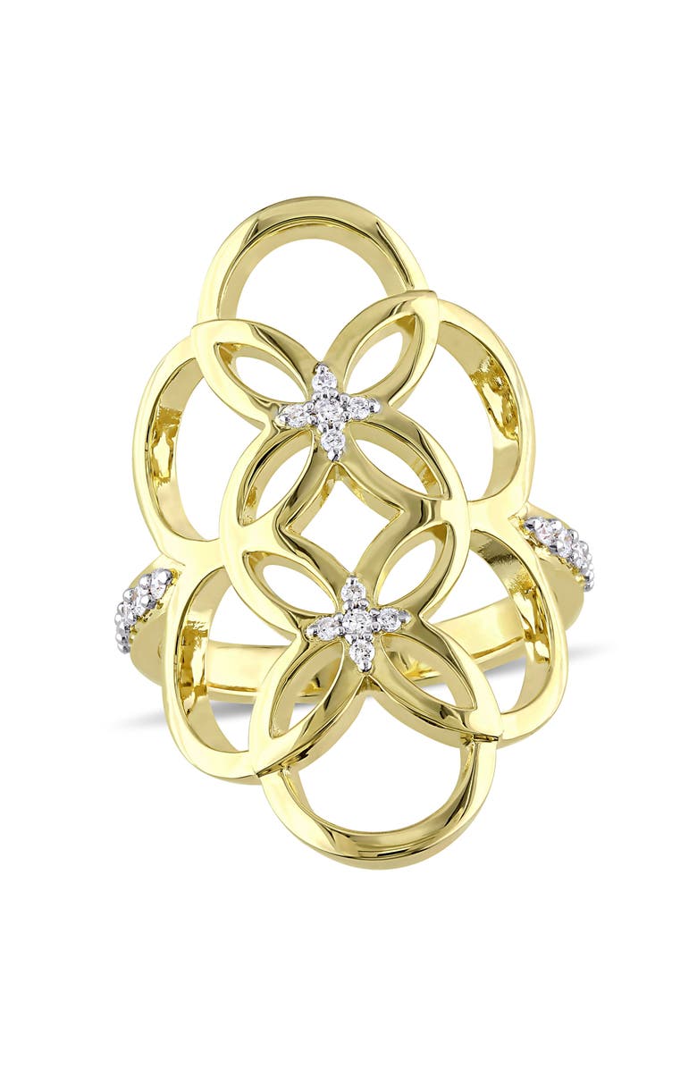 Julianna B. Diamond Circle Linked Floral Ring, Main, color, Yellow-Plated Sterling Silver