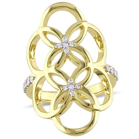 Diamond Circle Linked Floral Ring