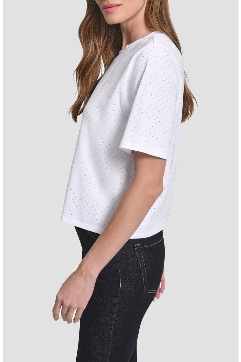 Studded Cotton Blend T-Shirt, Alternate, color, WHITE