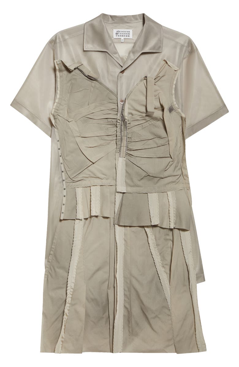 Maison Margiela Décortiqué Pleated Shirtdress, Alternate, color, Stone And Powder
