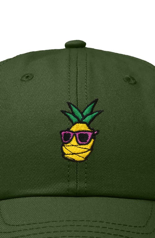 Dalix Pineapple Embroidered Dad Hat In Olive