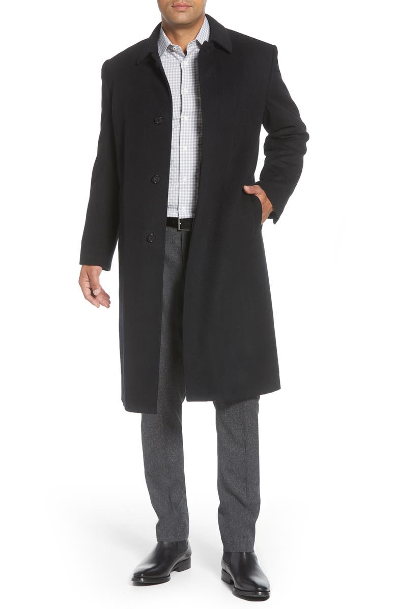 Hart Schaffner Marx Stanley Classic Fit Wool & Cashmere Overcoat, Main, color, Black