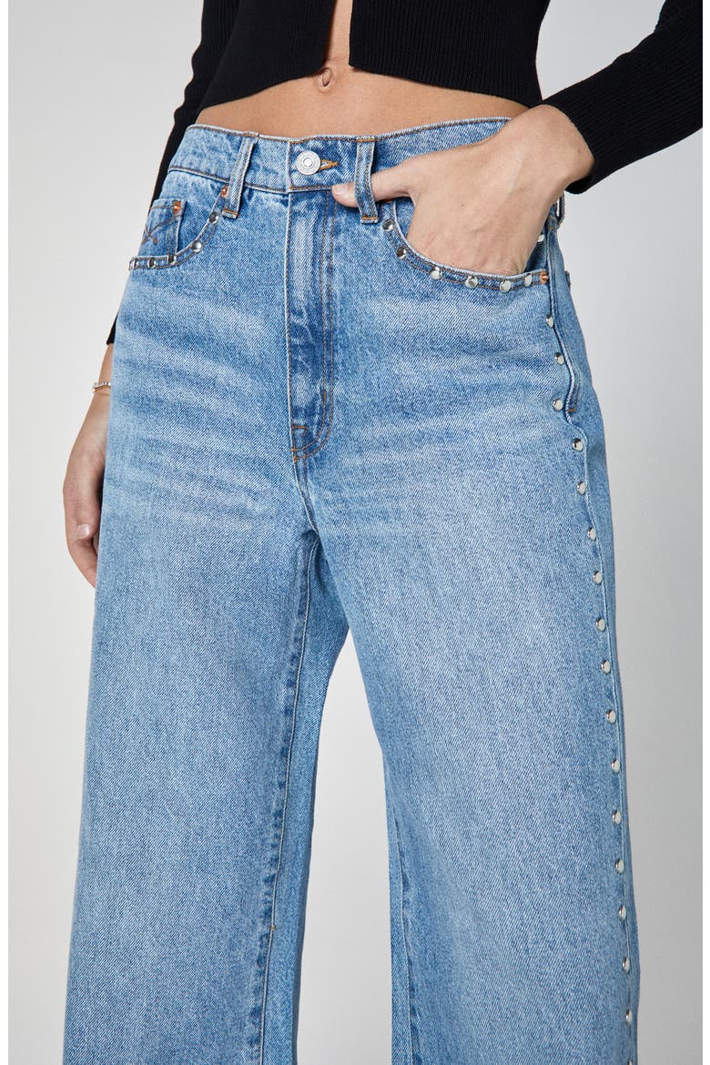 Jolene Studded Pocket High Waist Flare Leg Jeans, Alternate, color, LA BREA