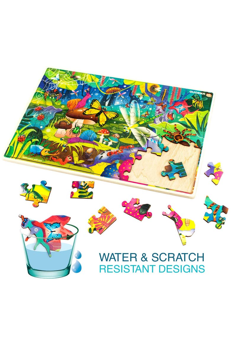 4x60 Piece Kids Wooden Jigsaw Puzzles, Alternate, color, Animals Dino City Bugs