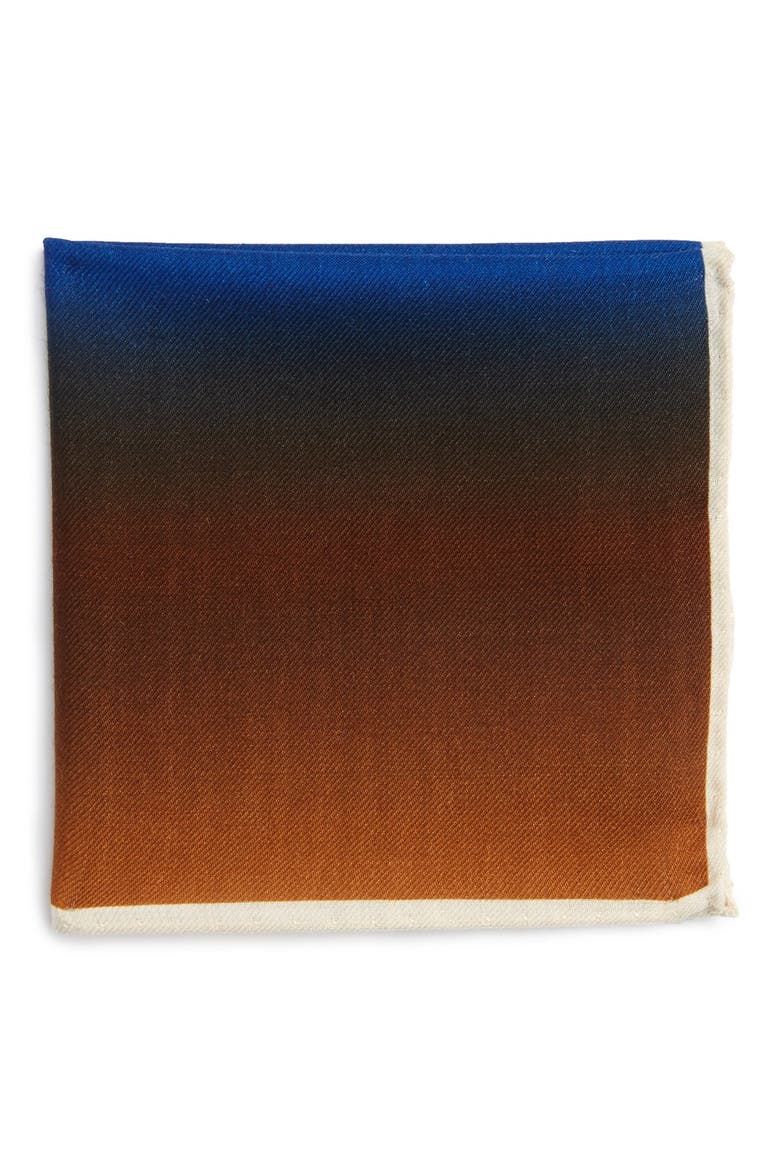 Ombré Wool Pocket Square, Main, color, BROWN