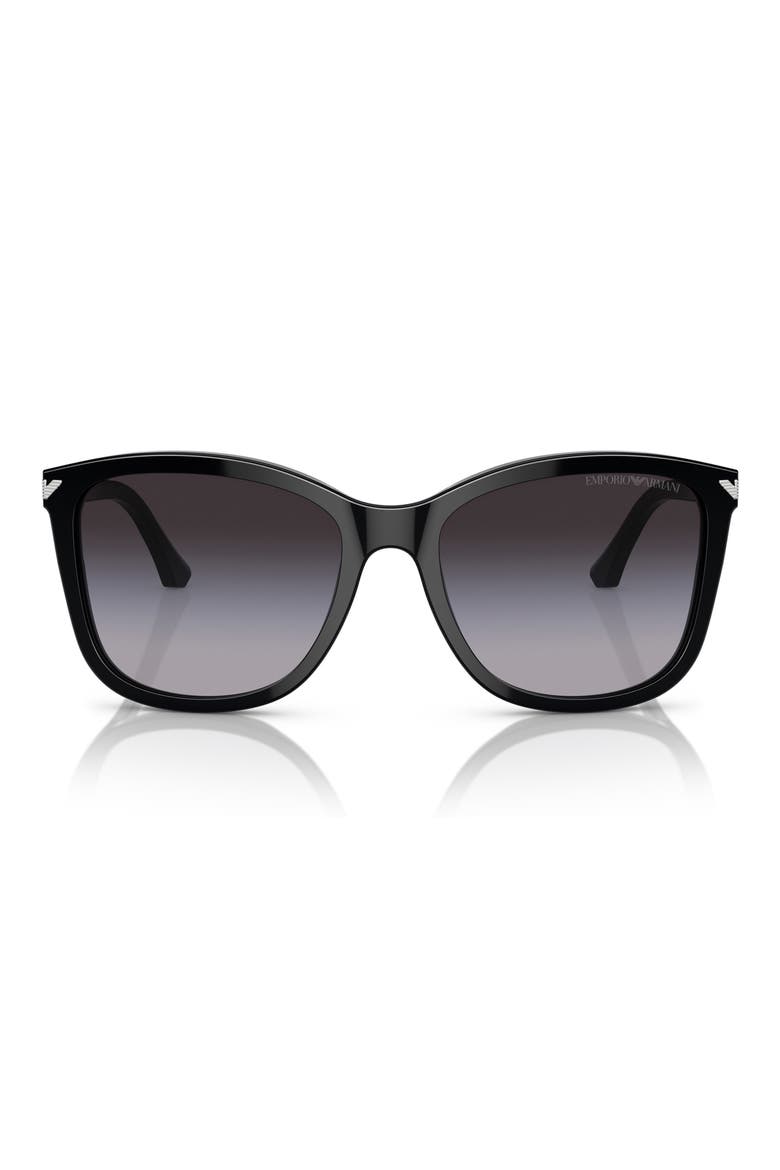 56mm Gradient Square Sunglasses, Main, color, SHINY BLACK / GRADIENT GREY