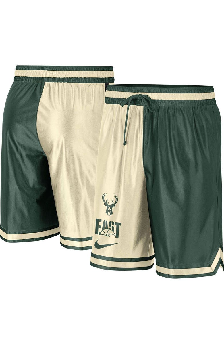 Nike Men's Nike Hunter Green/Cream Milwaukee Bucks Courtside Versus Force Split DNA Performance Shorts, Main, color, Hunter Green