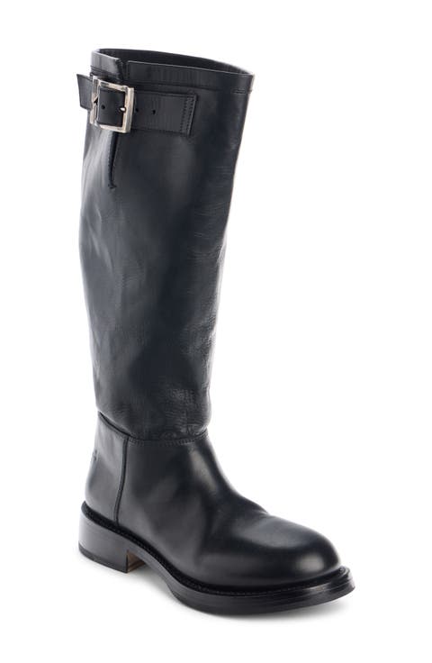 Motor Leather Knee High Boot