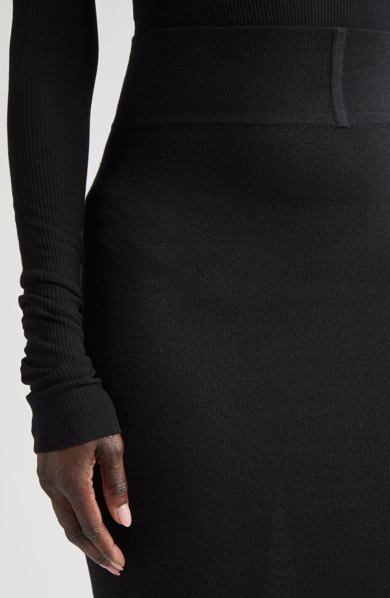Rick Owens Gonna in Maglia Pillar Wool Rib Skirt, Alternate, color, Black