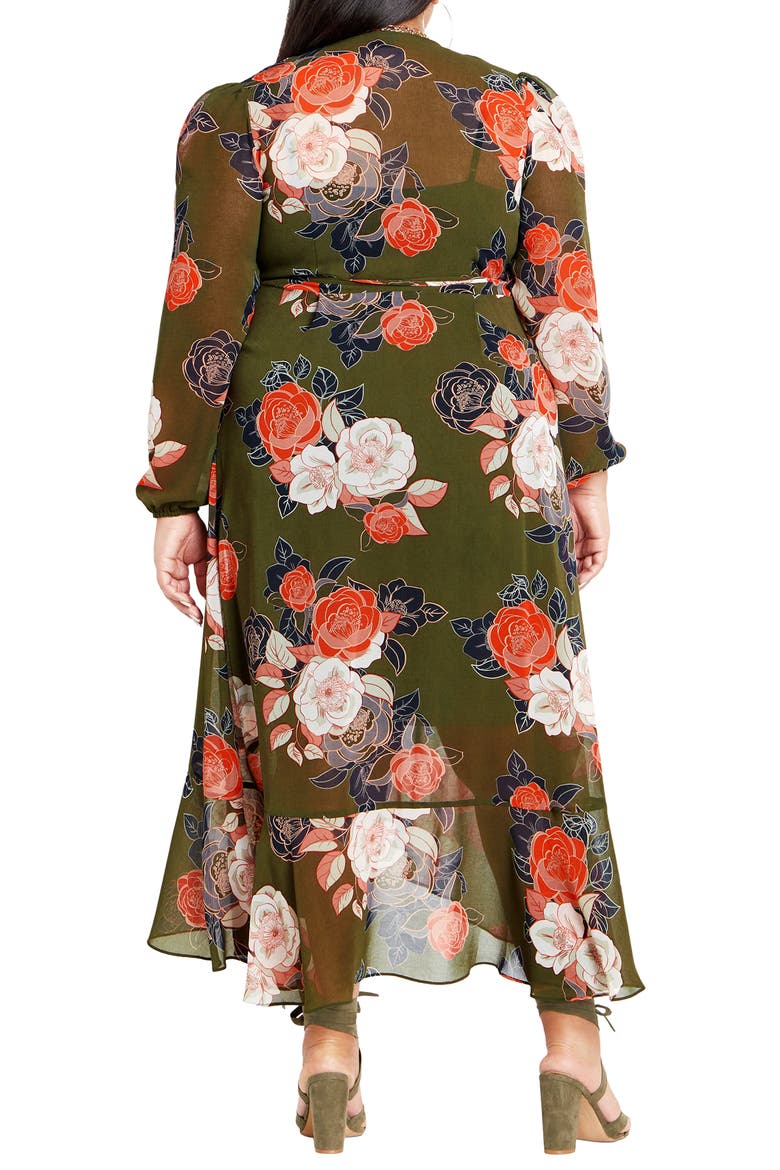 Sadie Floral Print Long Sleeve Wrap Dress, Alternate, color, MILITARY GARDENIA