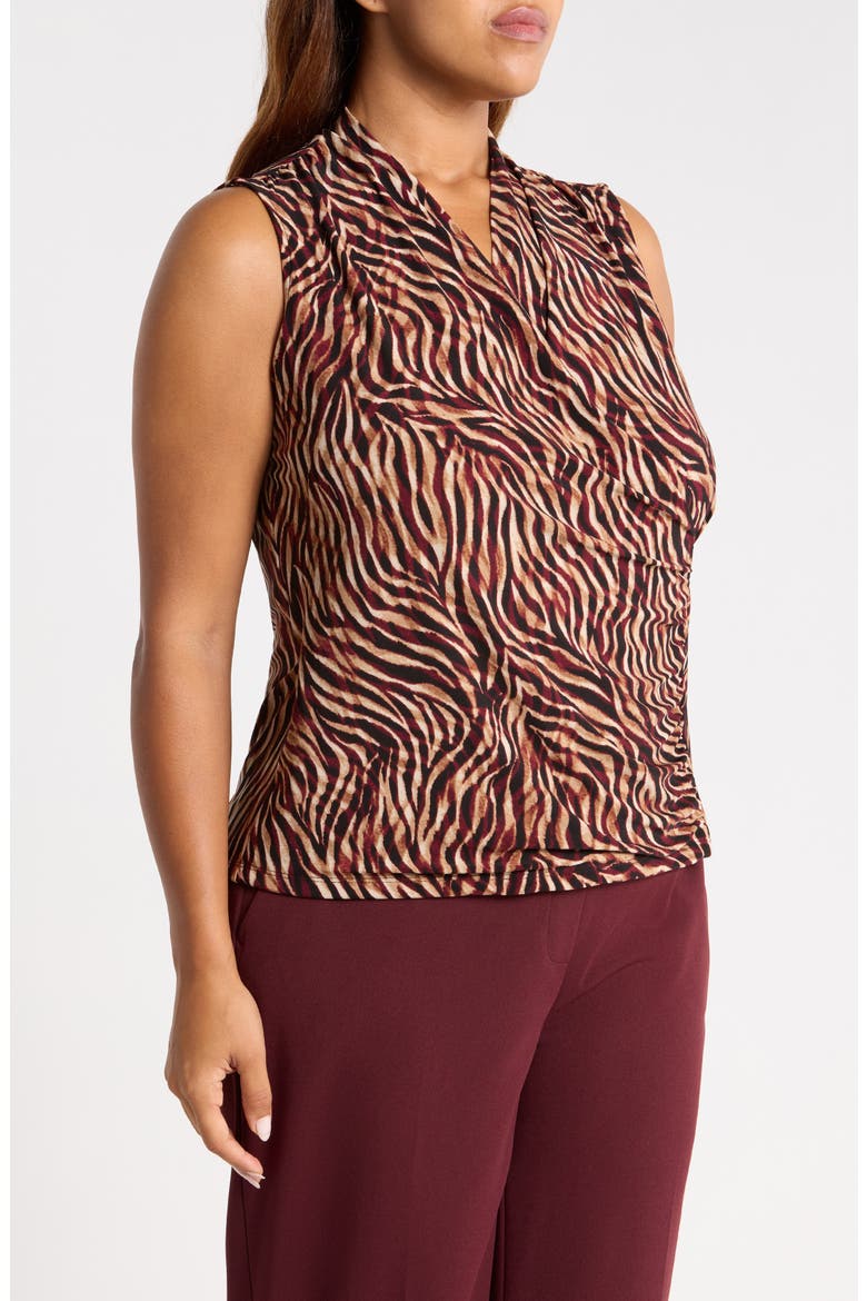 Faux Wrap Sleeveless Top, Alternate, color, BAROLO MULTI