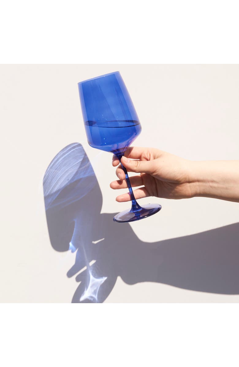 Viski Reserve Nouveau Crystal Wine Glasses Set of 2, Alternate, color, Blue