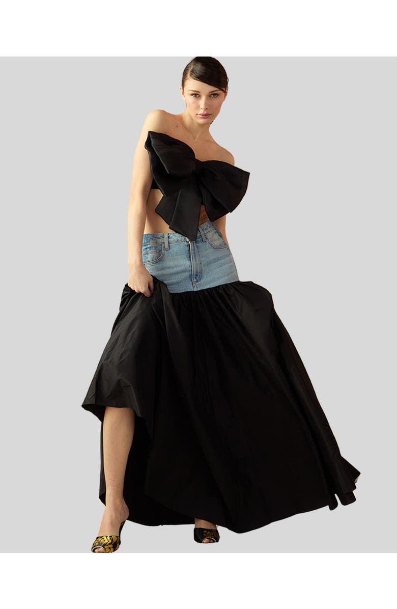 Cynthia Rowley Denim Taffeta Skirt, Main, color, 