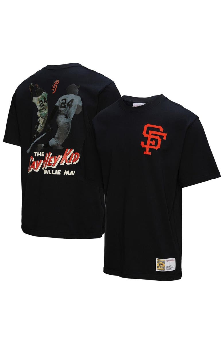 Mitchell & Ness Men's Mitchell & Ness Willie Mays Black San Francisco Giants Legends Collection Vintage Logo T-Shirt, Alternate, color, Black