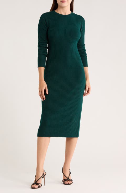 Long Sleeve Rib Sweater Dress