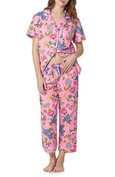 Print Organic Cotton Poplin Crop Pajamas (Regular & Plus)