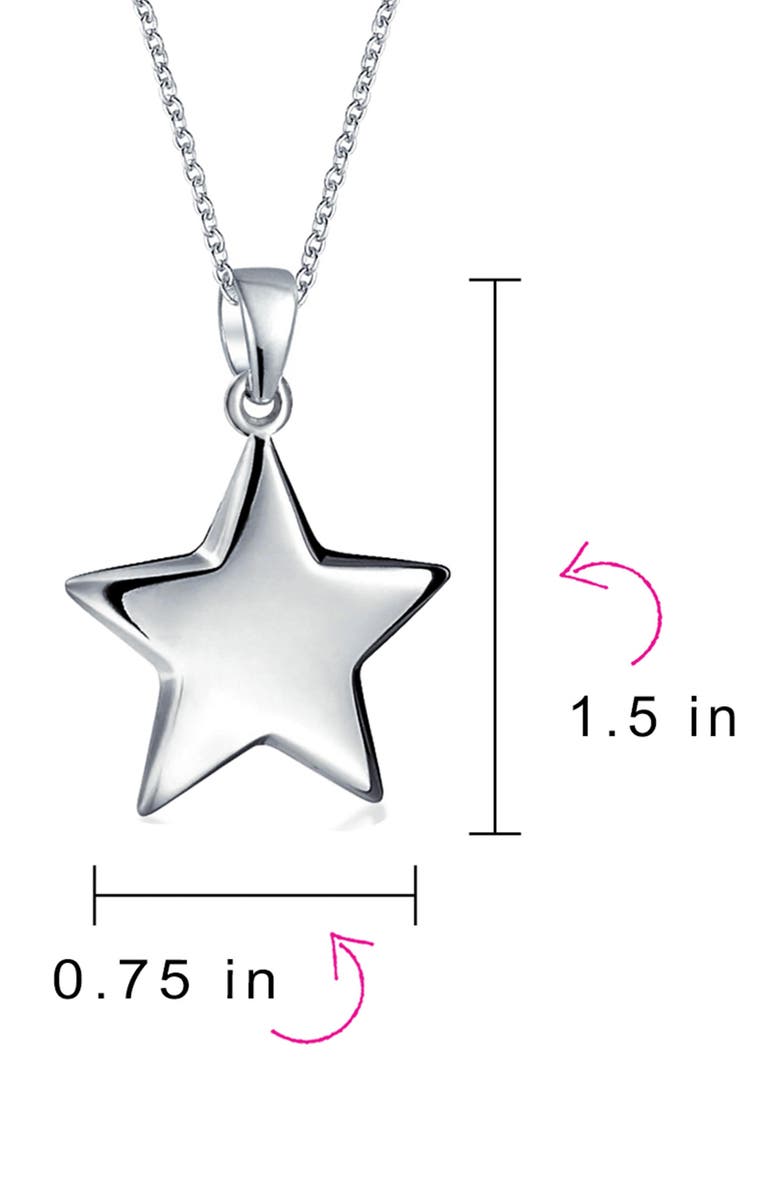 BLING JEWELRY Stainless Steel Puff Star Earrings & Necklace Set, Alternate, color, Grey