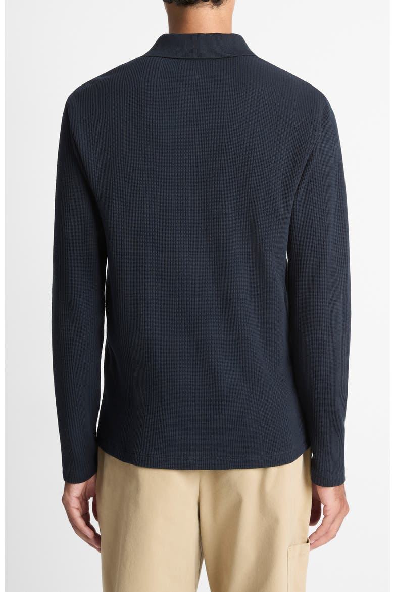 Variegated Texture Long Sleeve Polo, Alternate, color, COASTAL